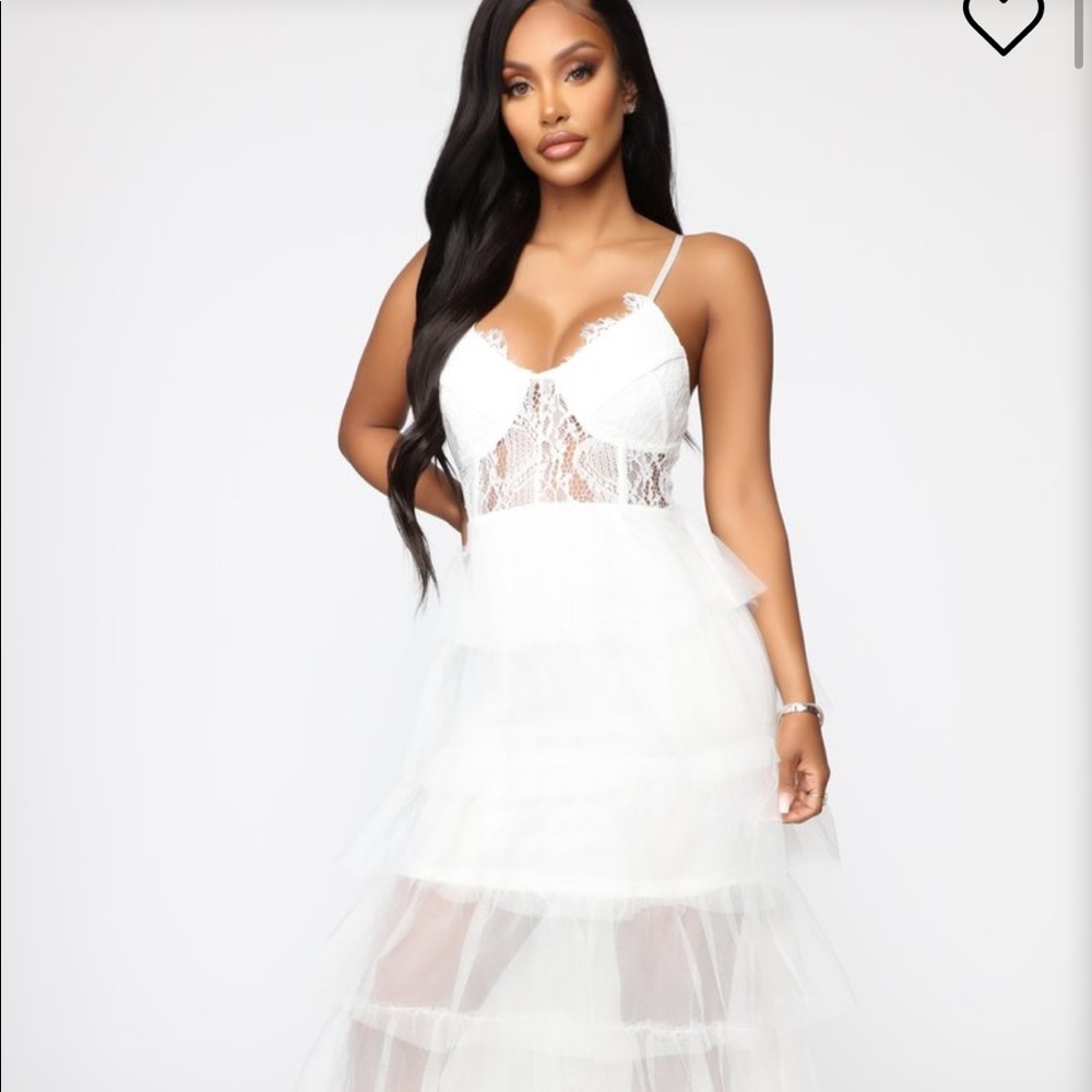 fashion nova white tulle ruffle dress